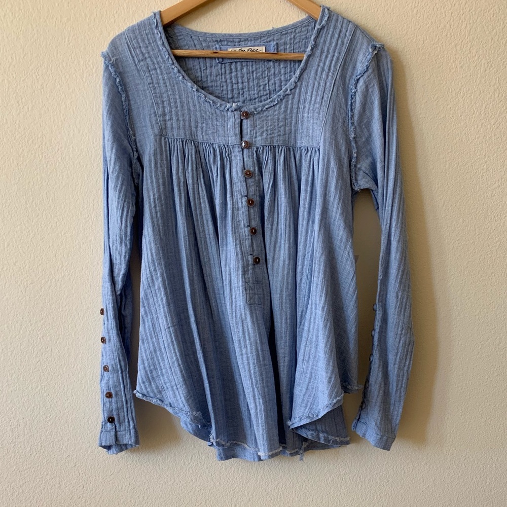 NWT Free People Sand Dune Henley (light blue) size small - Picture 5 of 8